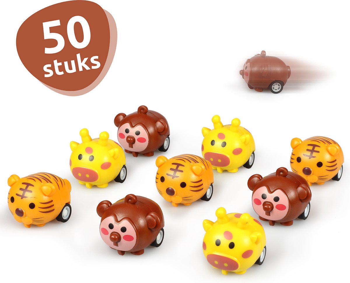 Isas Friends® - Uitdeelcadeautjes Terugtrek Beestjes - 50 stuks - Traktatie